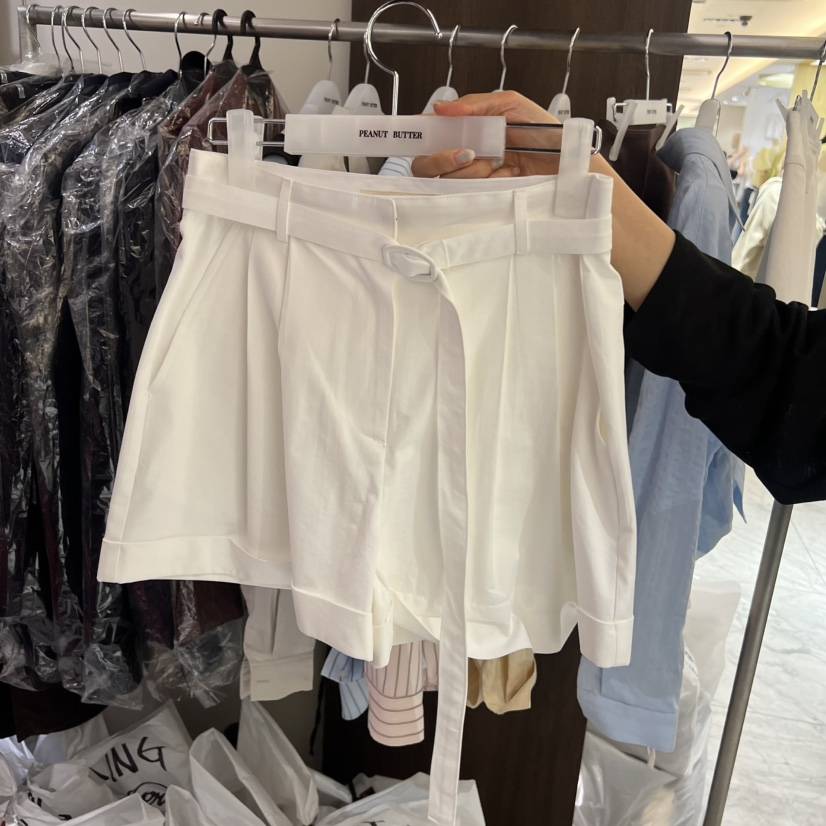 PEANUT BUTTER韓國代購女裝新款人氣26春夏短褲含腰帶系帶PEANUT BUTTER短褲