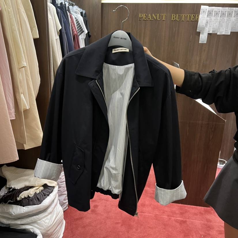 PEANUT BUTTER韓國代購女士新品人氣時尚熱賣休閑夾克條紋PEANUT BUTTER夾克
