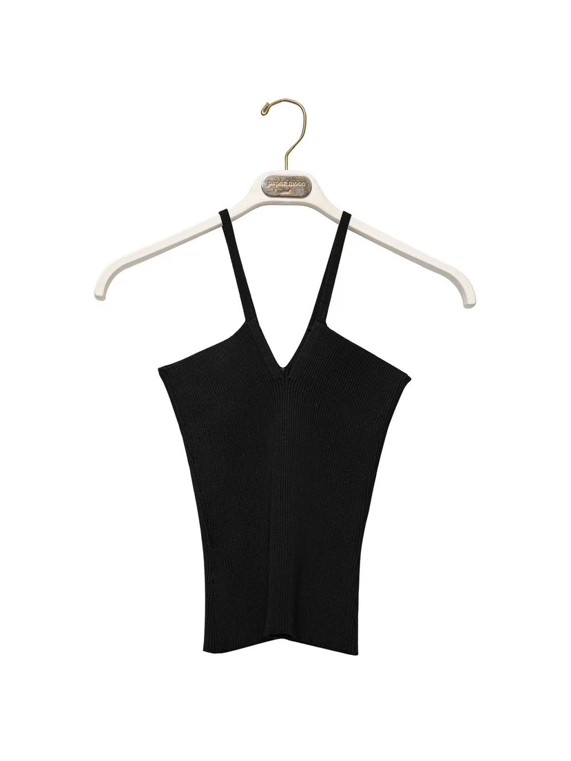 PAPERMOON韓國東大門直郵女士新品人氣推薦休閑吊帶背心羅紋paper moon吊帶/背心