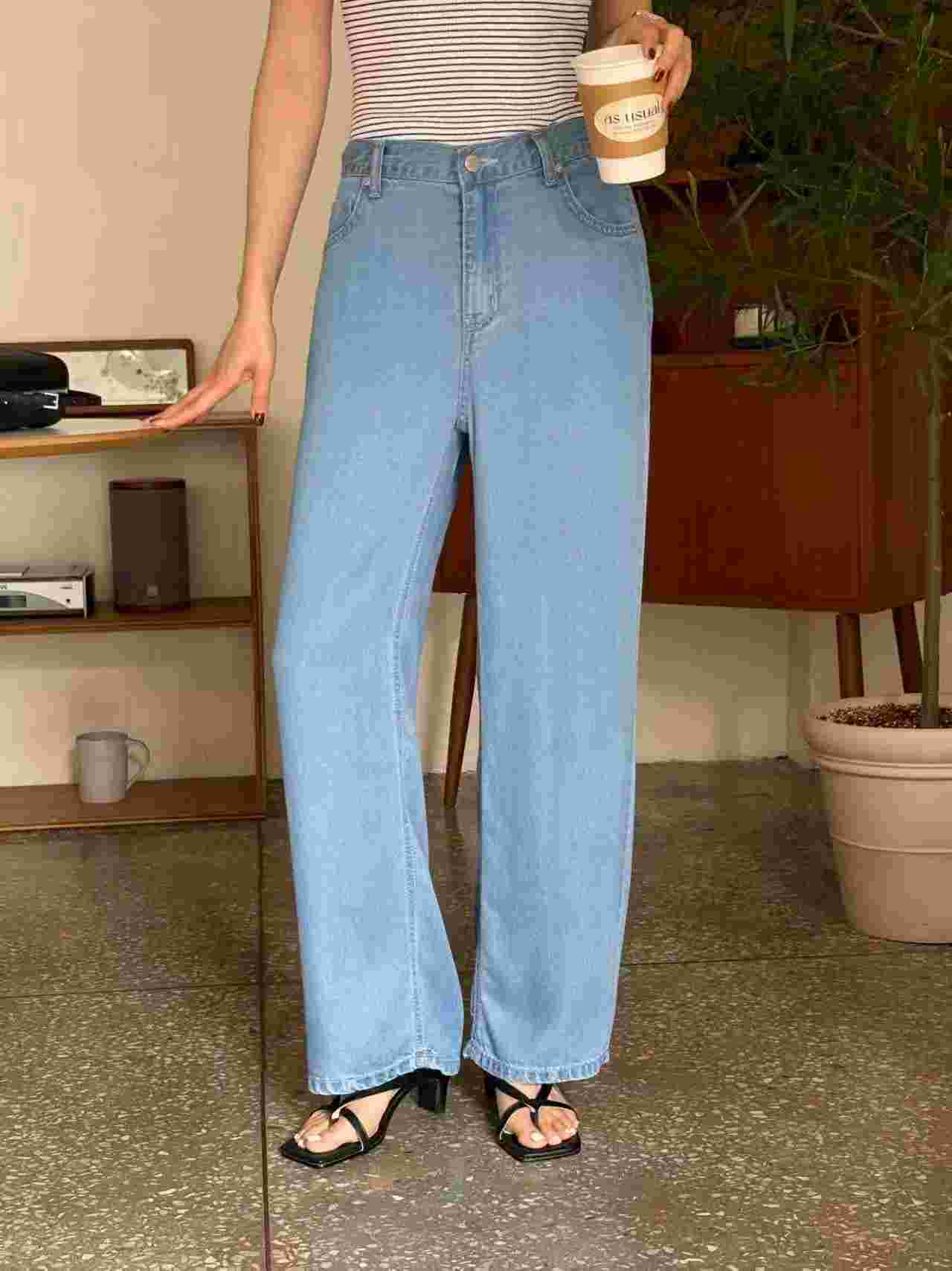 QMARKET韓國代購女裝新款推薦人氣時尚真品熱賣職業牛仔褲QMARKET牛仔褲