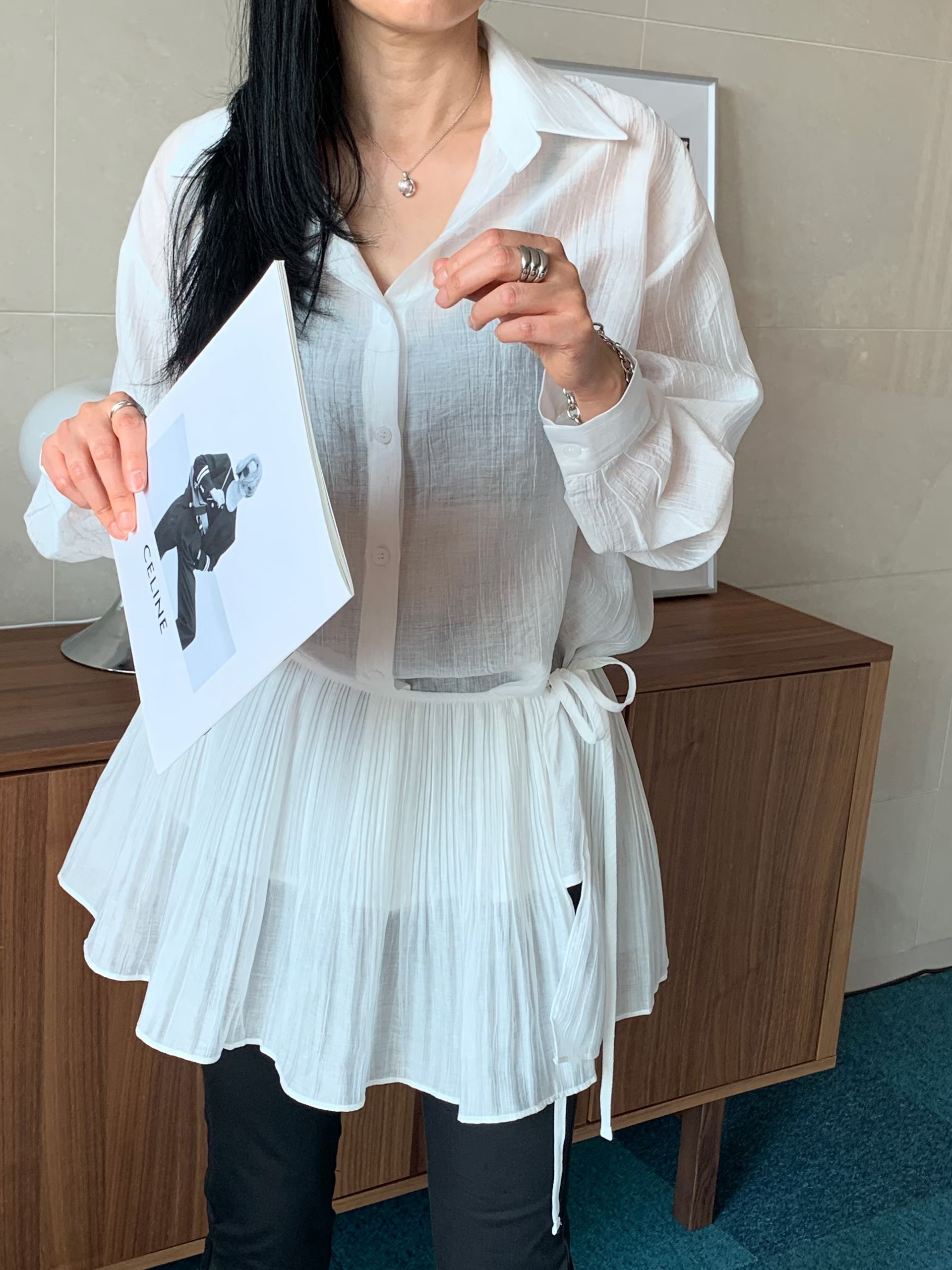 TINT東大門代購女士新品26春夏真品推薦套裝套裝透視褶皺TINT套裝