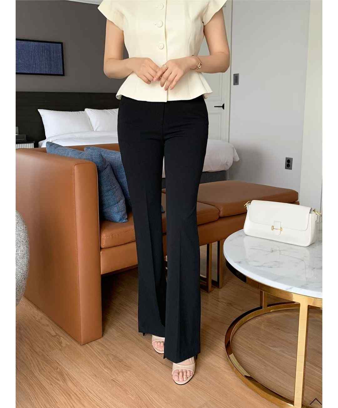 TINT東大門實拍女裝新款休閑熱賣職業時尚休閑褲喇叭長款TINT休閑褲