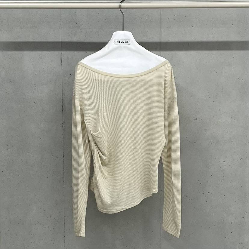 HELDER-P韓國直郵實拍女士新品休閑時尚長袖T恤露肩亞麻HELDER長袖T恤