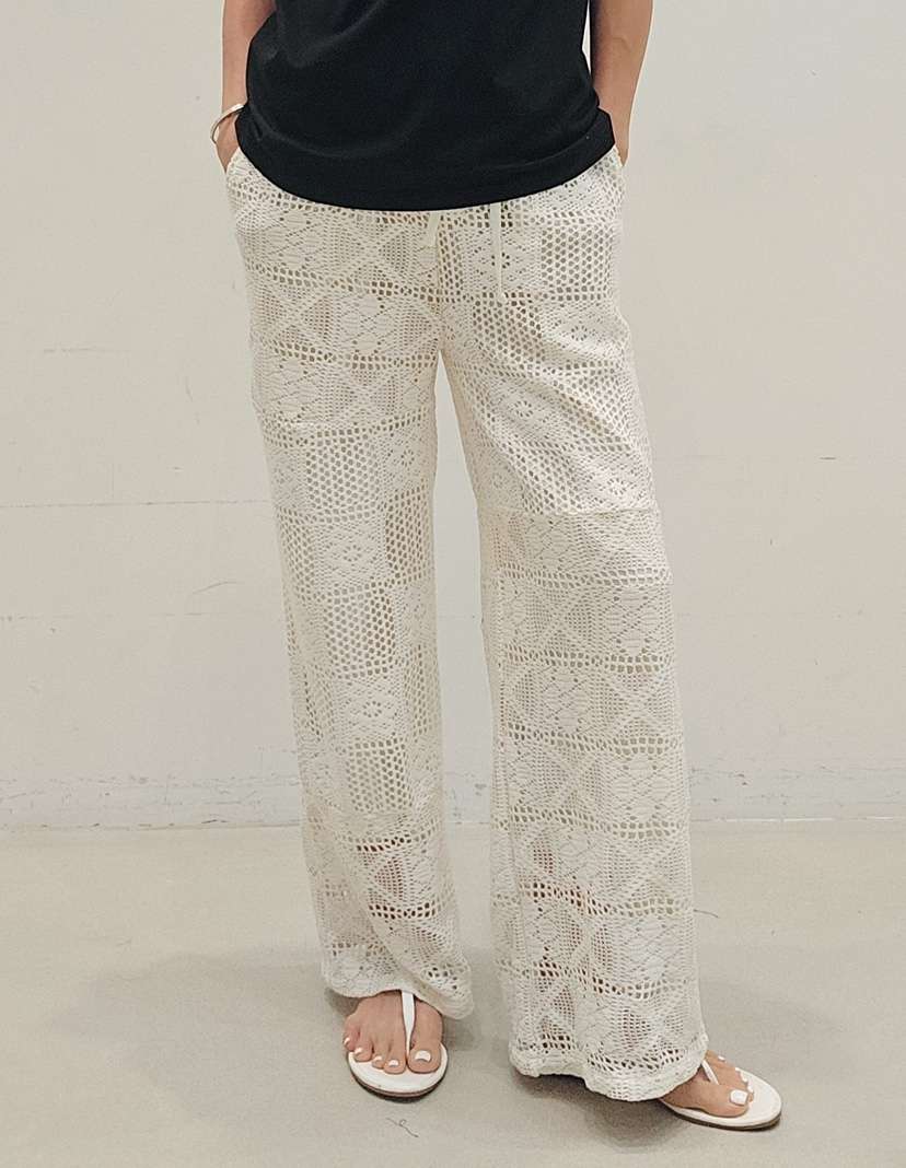 NEOUL韓國東大門直郵女士新品26春夏人氣職業休閑褲鉤針編織NEOUL/ahin雙領標簽休閑褲