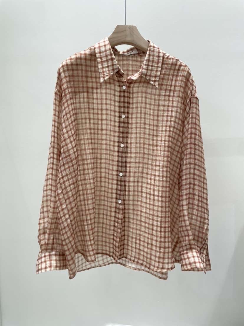 AMY GRACE-A韓國代購女裝新品人氣襯衫蕾絲衫不含內搭格子AMY GRACE-A襯衫/蕾絲衫