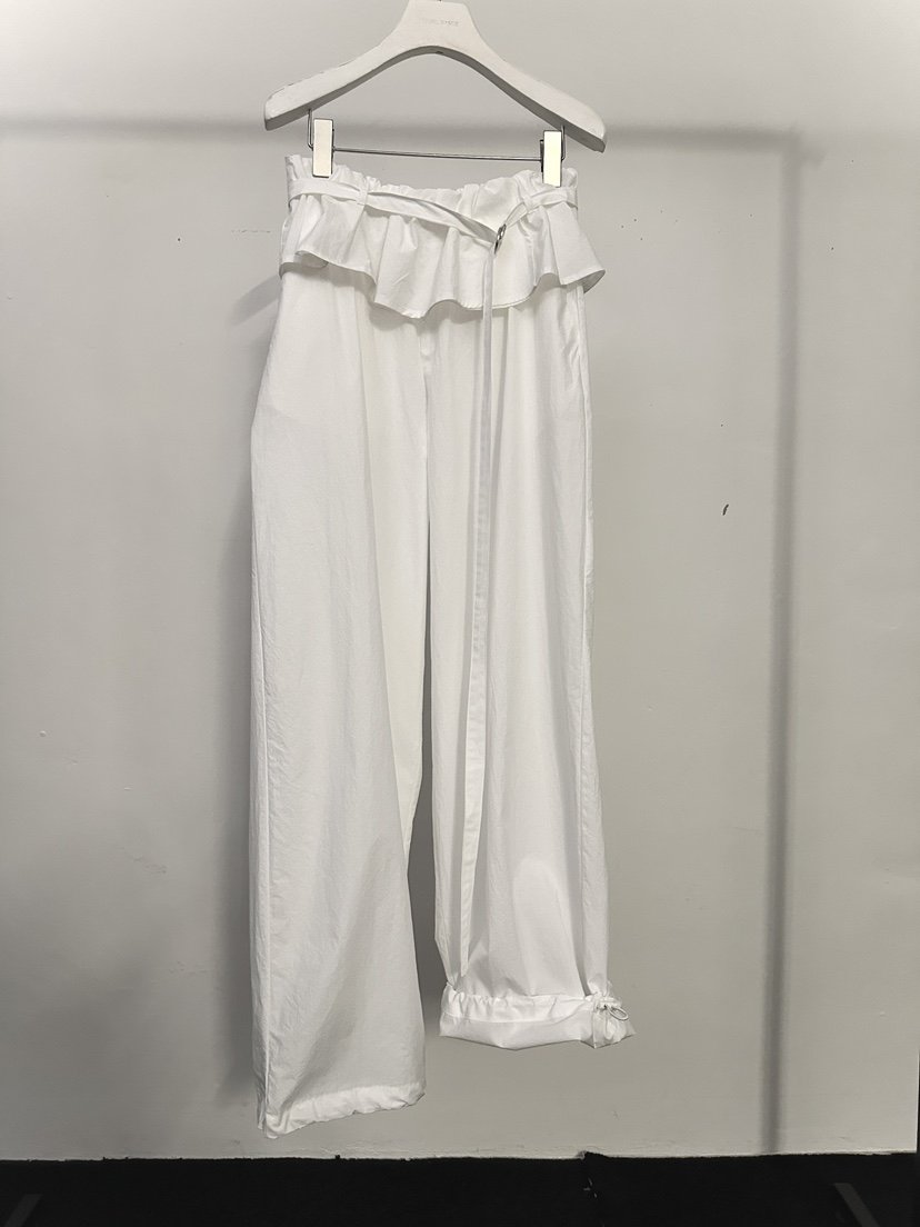 VISUAL SPACE/PAGE92/FLEISCHER韓國直郵實拍女裝新品推薦休閑褲荷葉邊腰帶VISUAL SPACE/PAGE92/FLEISCHER休閑褲