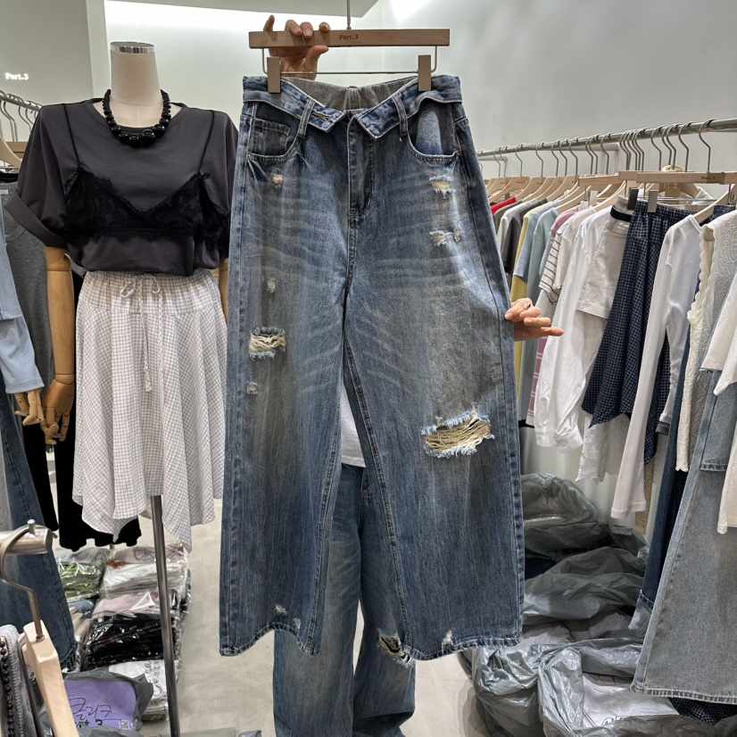 PART3韓國東大門直郵女士新品時尚職業人氣休閑牛仔褲破洞Part.3牛仔褲