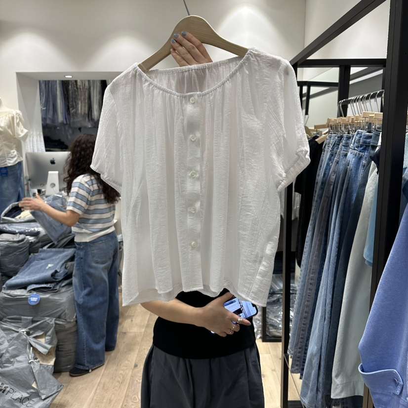 BRUNI/RICOTTA韓國直郵女裝新款時尚推薦襯衫蕾絲衫褶裥BRUNI/RICOTTA襯衫/蕾絲衫