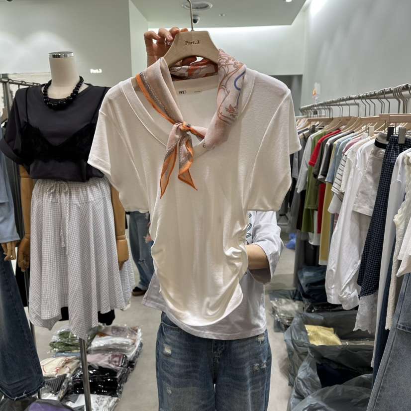 PART3韓國直郵女士新品熱賣人氣休閑職業26春夏T恤含圍巾褶皺Part.3T恤