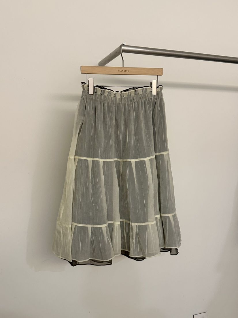 BLENDING-p韓國代購女士新款職業人氣半身裙中短裙雪紡雙層BLENDING-p半身裙/中短裙