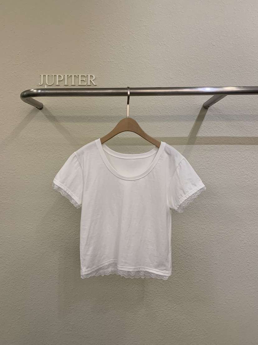 JUPITER韓國東大門直郵女裝新品人氣推薦26春夏T恤U領蕾絲JUPITERT恤