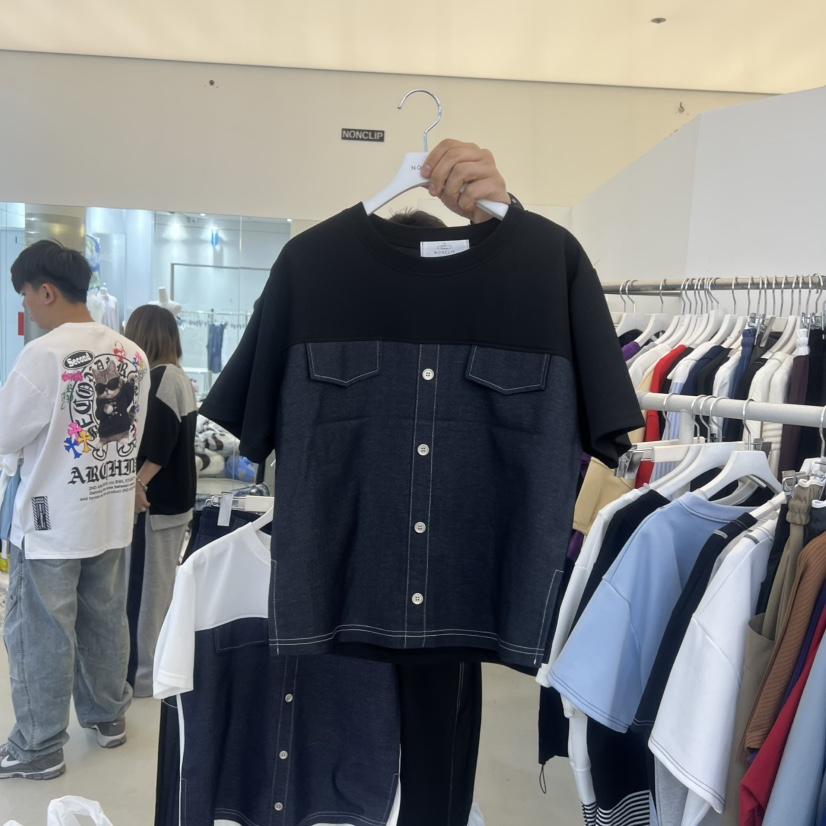 NON CLIP韓國東大門直郵女裝新款26春夏休閑職業T恤撞色NON CLIPT恤