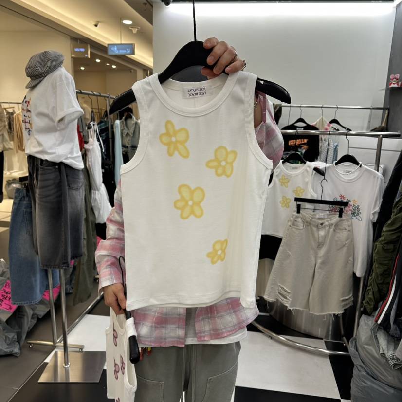 LADYBLACK/THE BLACK韓國東大門代購女裝新品熱賣吊帶背心花朵LADYBLACK/THE BLACK吊帶/背心