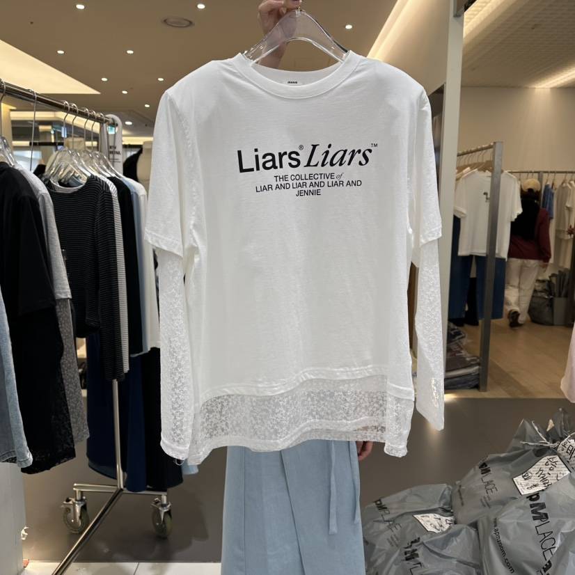 JENNIE韓國直郵實拍女士新品26春夏職業推薦長袖T恤假兩件JENNIE/VENEFIT長袖T恤