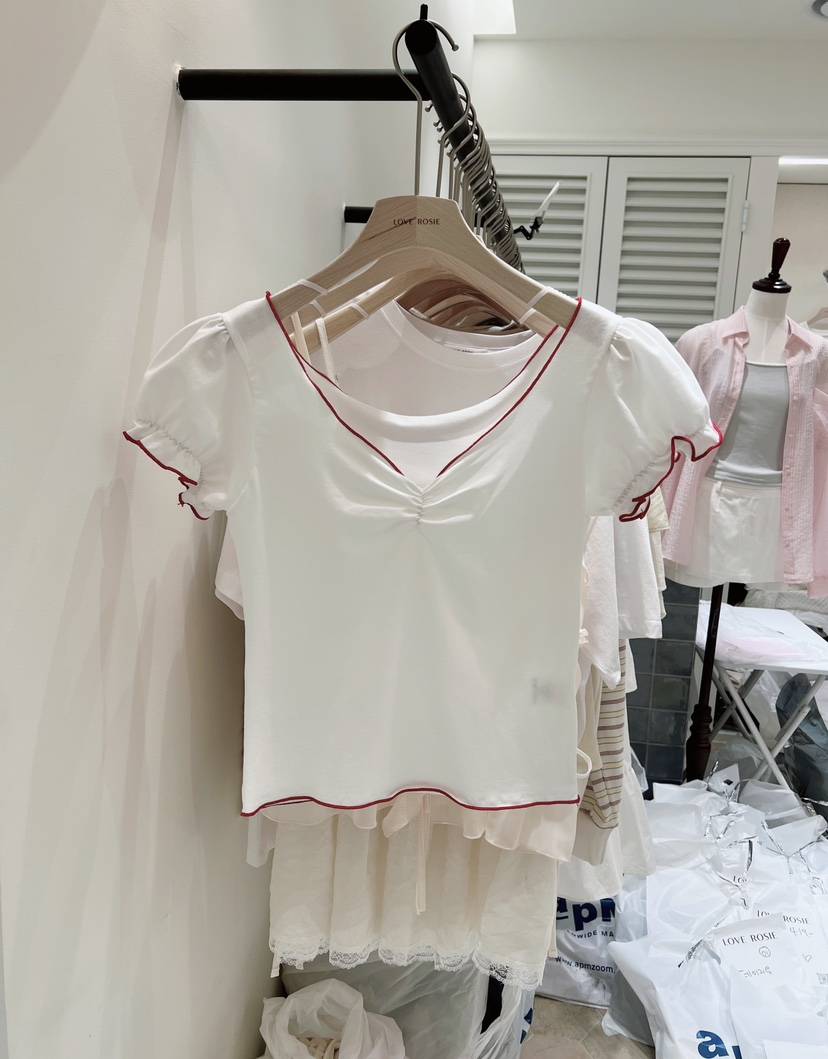 LOVE ROSIE韓國代購女裝新款時尚推薦職業人氣T恤泡泡袖LOVE ROSIET恤