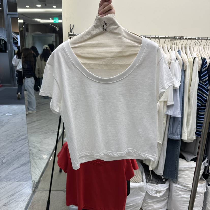 AMOEBA韓國東大門直郵女士新款時尚26春夏推薦熱賣T恤U領AMOEBAT恤