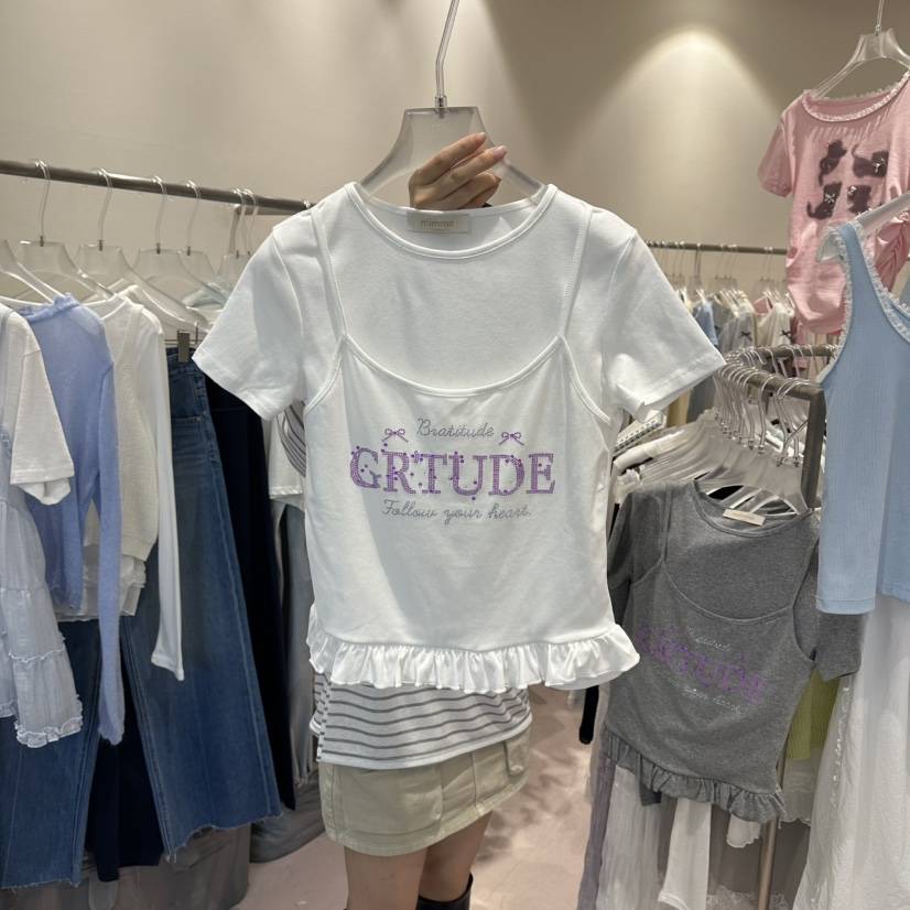 MIMME/LOOKK韓國東大門代購女士新款26春夏T恤假兩件套裝MIMME/LOOKKT恤