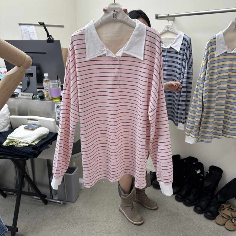 AMOEBA韓國東大門直郵女士新品人氣職業熱賣26春夏長袖T恤AMOEBA長袖T恤