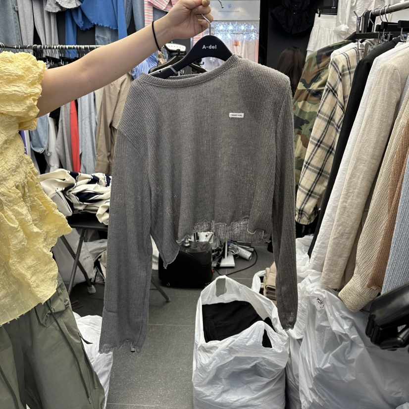 A-DEL韓國直郵實拍女士新款職業時尚推薦針織衫短款針織A-DEL針織衫