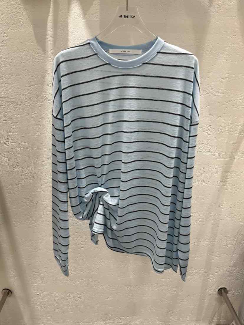 AT THE TOP東大門代購女裝新款休閑26春夏長袖T恤天絲條紋AT THE TOP長袖T恤