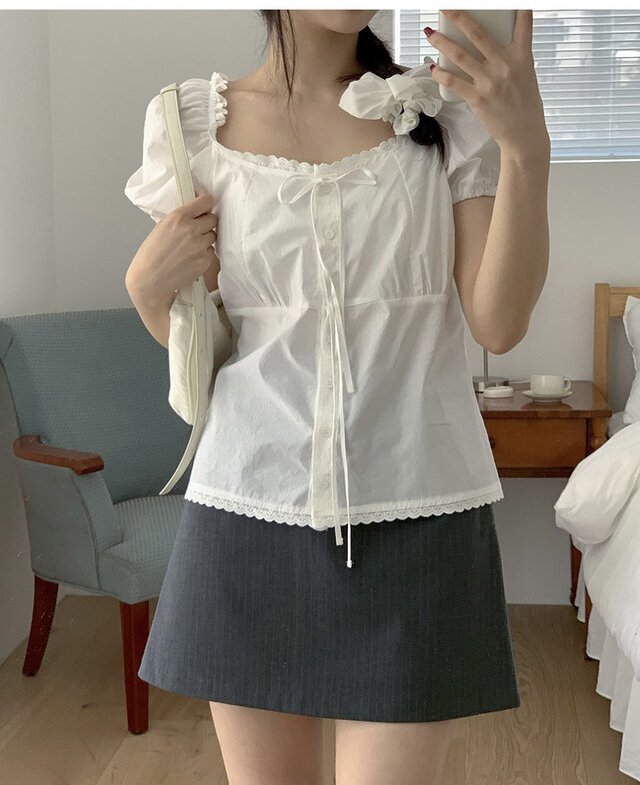 FRILL-T/DADA東大門代購女裝新品26春夏職業襯衫蕾絲衫FRILL-T/DADA襯衫/蕾絲衫