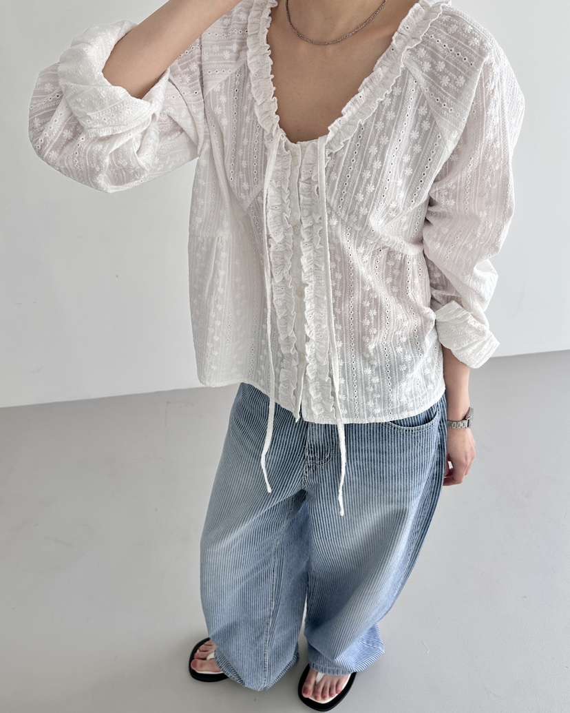 HOWDY/FACT THE NERD韓國直郵女裝新款時尚襯衫蕾絲衫兔子HOWDY/FACT THE NERD襯衫/蕾絲衫