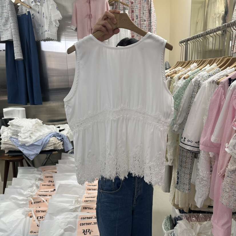 CORNER韓國直郵女裝新品推薦時尚休閑職業吊帶背心撞色蕾絲CORNER.302吊帶/背心