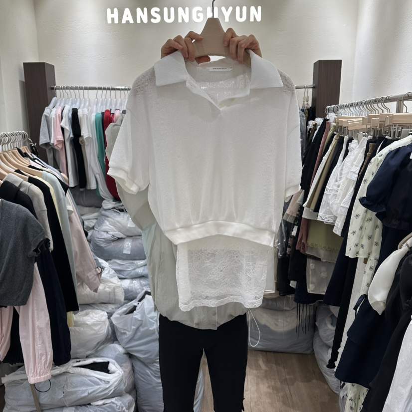 HANSUNGHYUN東大門實拍女裝新品人氣休閑真品套裝蕾絲亞麻HANSUNGHYUN套裝