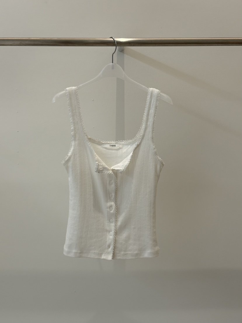 THERE韓國代購女士新品26春夏休閑真品吊帶背心蕾絲花花朵THERE吊帶/背心