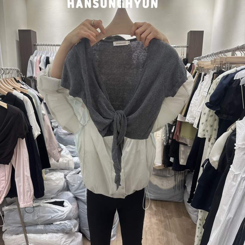 HANSUNGHYUN韓國代購女士新款人氣針織衫不含內搭短款針織開衫HANSUNGHYUN針織衫