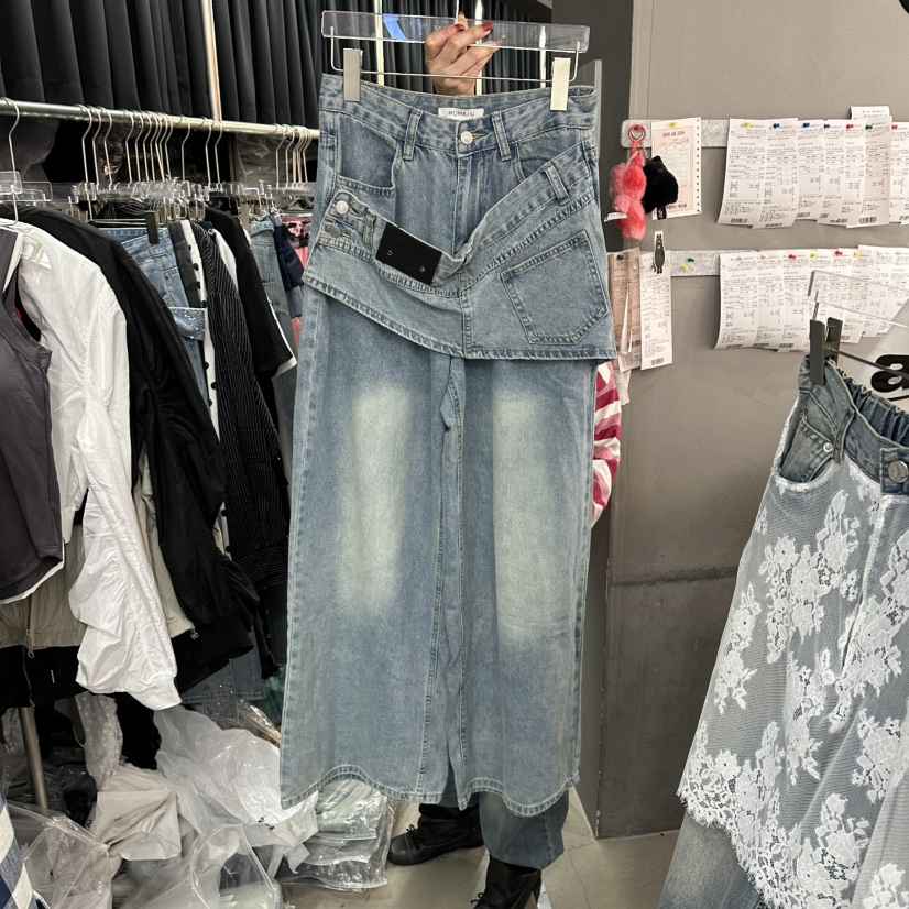 MOMAZU東大門實拍女士新品時尚真品職業26春夏牛仔褲不對稱MOMAZU牛仔褲