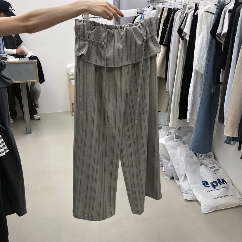 STAINLESS韓國代購女裝新品26春夏職業真品休閑褲喇叭條紋STAINLESS休閑褲