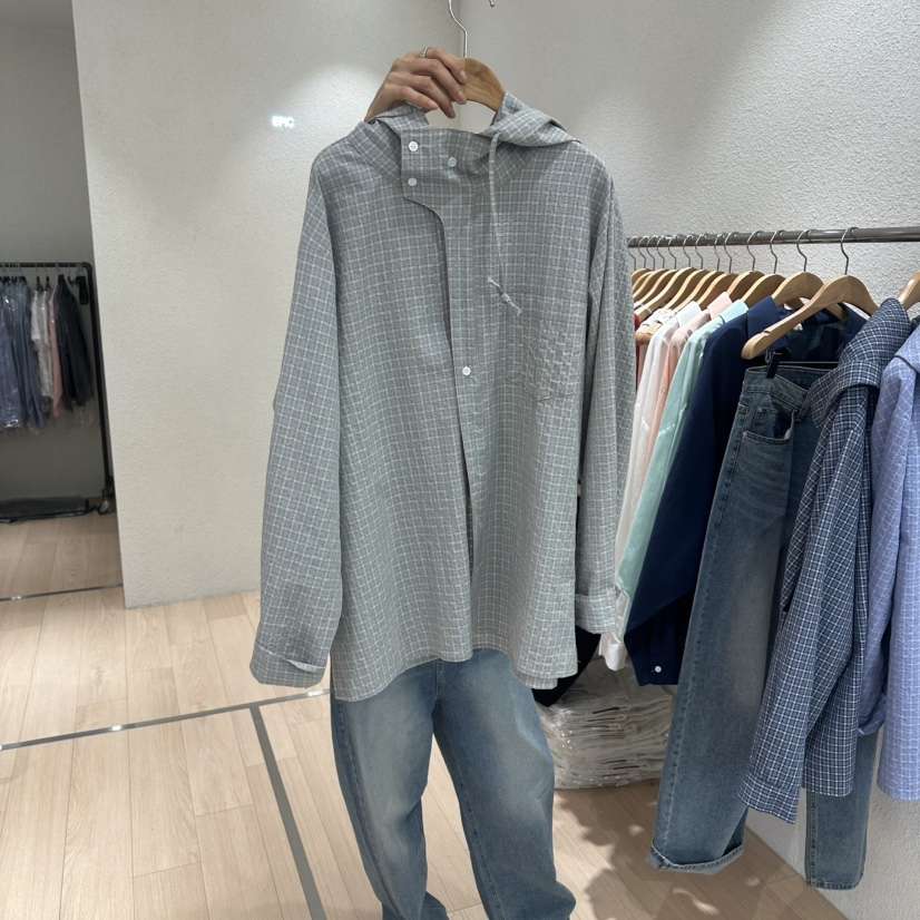 EPIC-S韓國直郵女裝新款人氣時尚職業襯衫蕾絲衫連帽衫格子EPIC-S襯衫/蕾絲衫