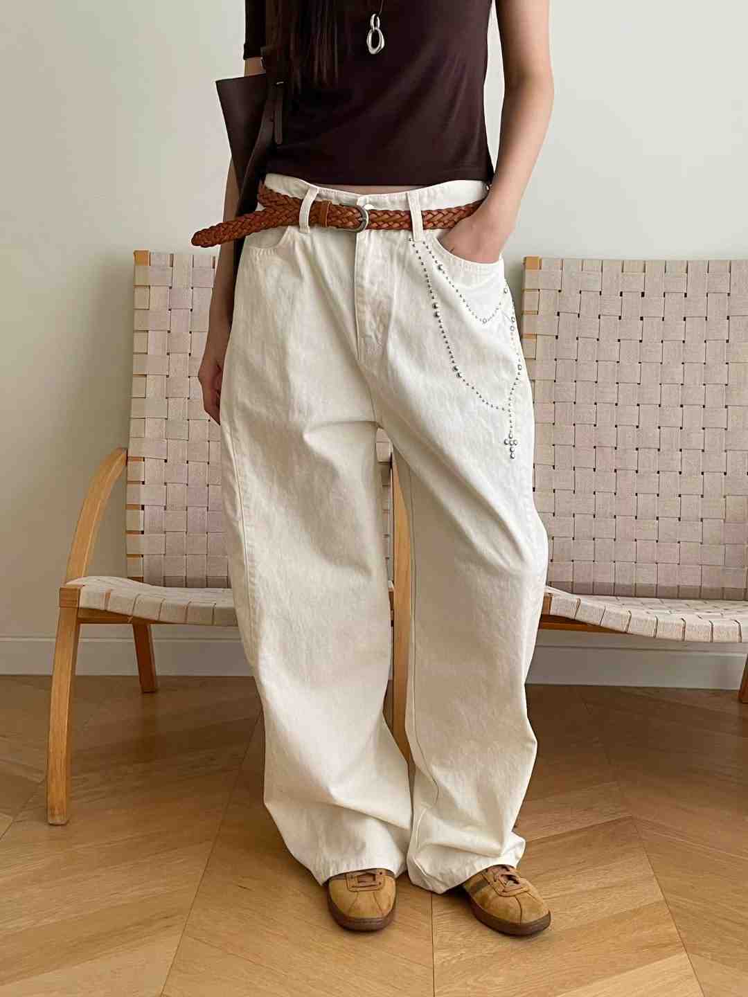 BLOCK韓國東大門直郵女士新款推薦職業人氣牛仔褲不含腰帶BLOCK牛仔褲