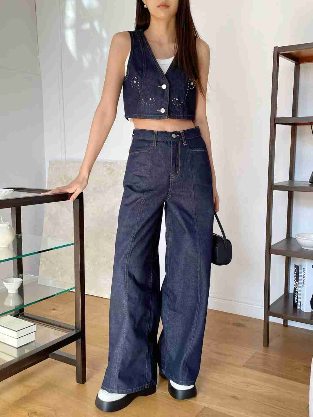 BLOCK韓國直郵女士新品人氣職業推薦熱賣休閑時尚26春夏牛仔褲BLOCK牛仔褲