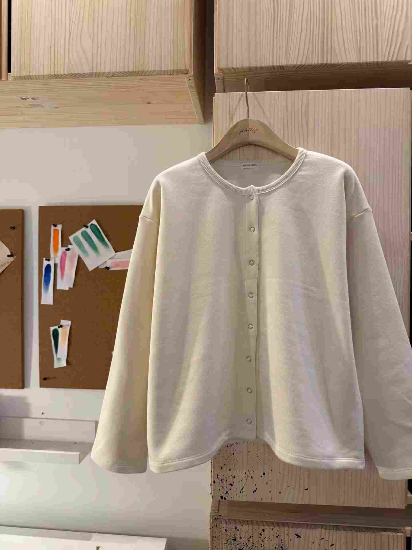 4PI韓國東大門直郵女士新款26春夏職業長袖T恤羊毛衫開襟4PI長袖T恤