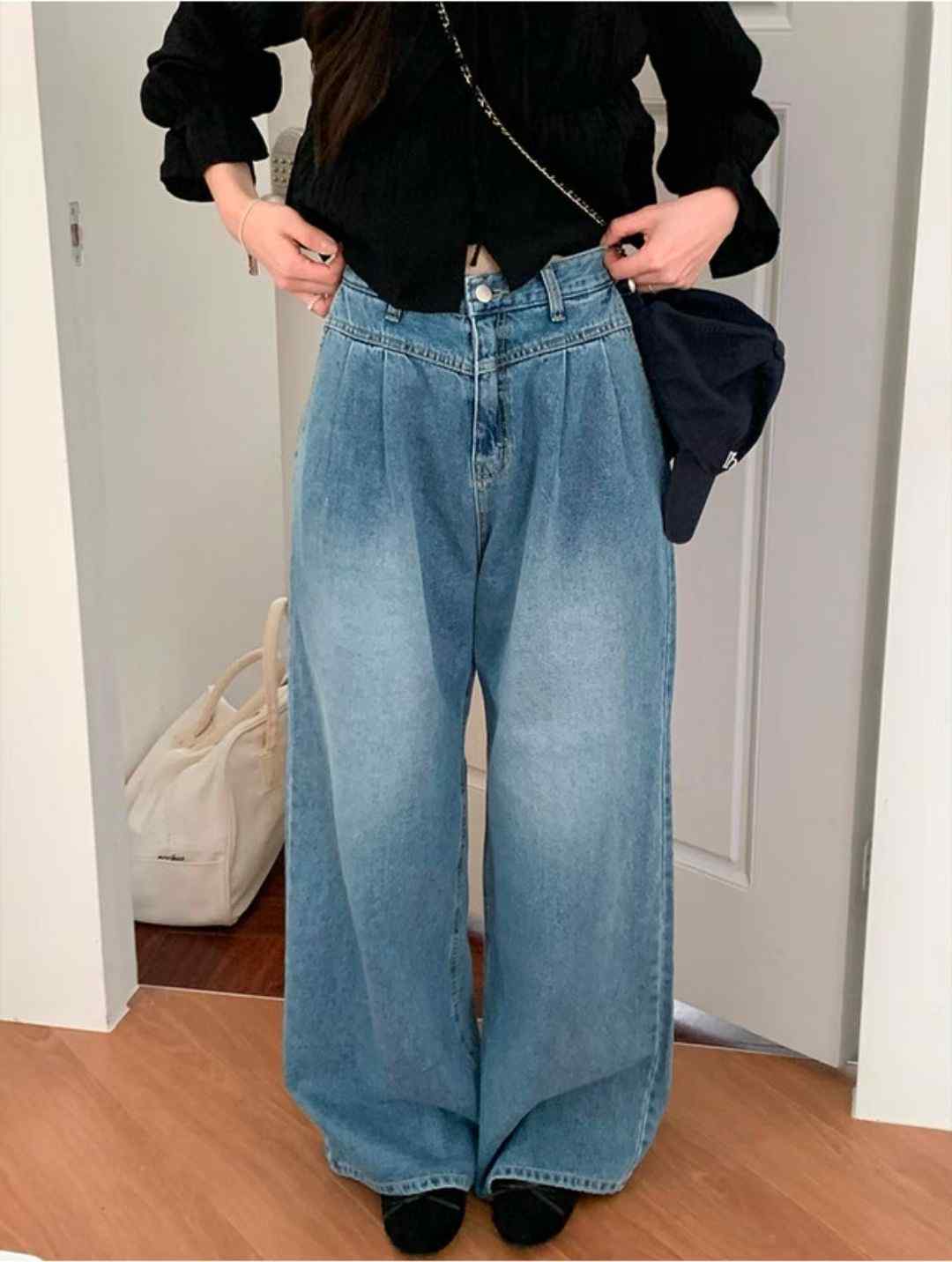 BLOCK韓國代購女士新品職業時尚26春夏推薦人氣休閑牛仔褲BLOCK牛仔褲