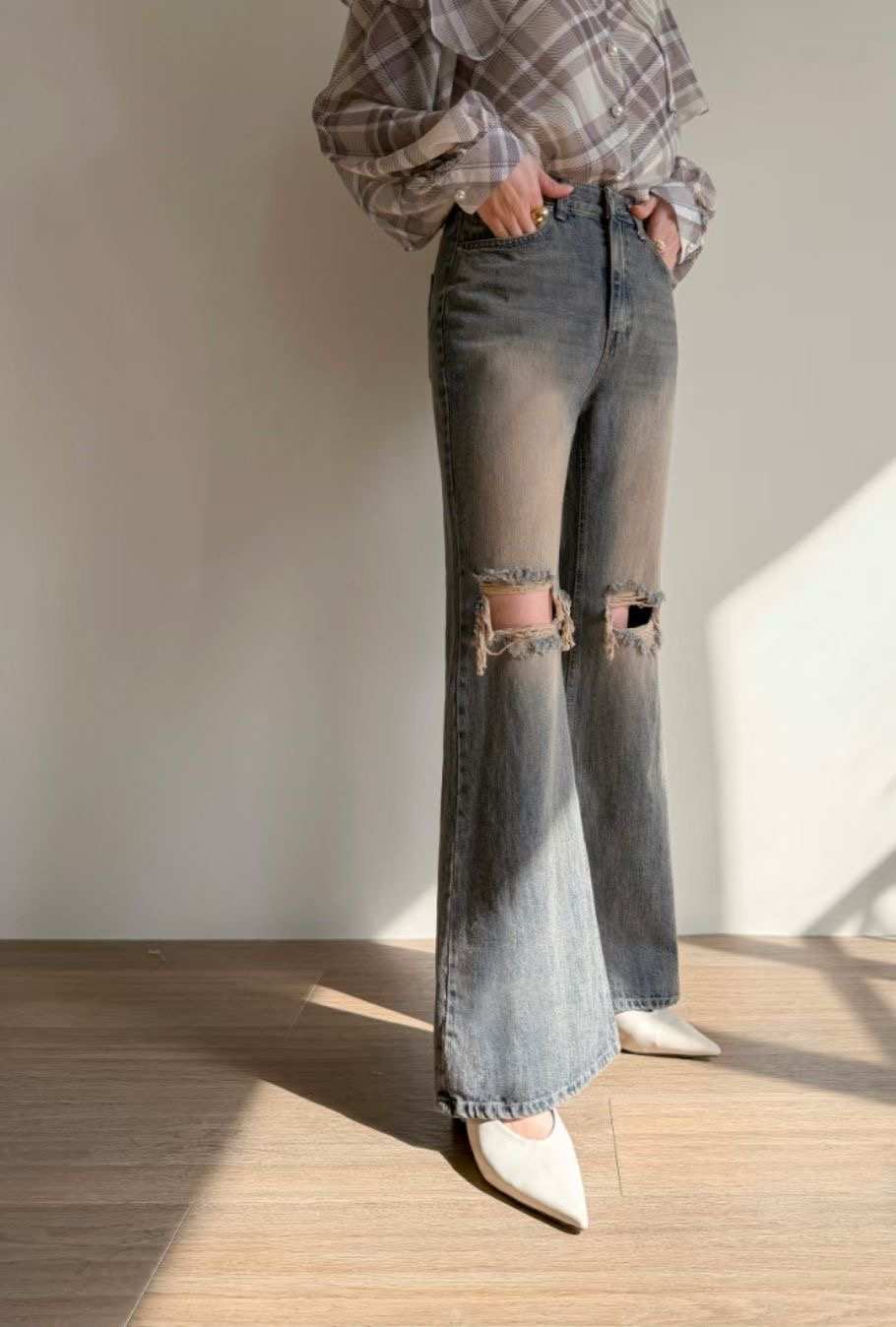 BLOCK韓國代購女士新款職業休閑人氣26春夏時尚推薦牛仔褲BLOCK牛仔褲