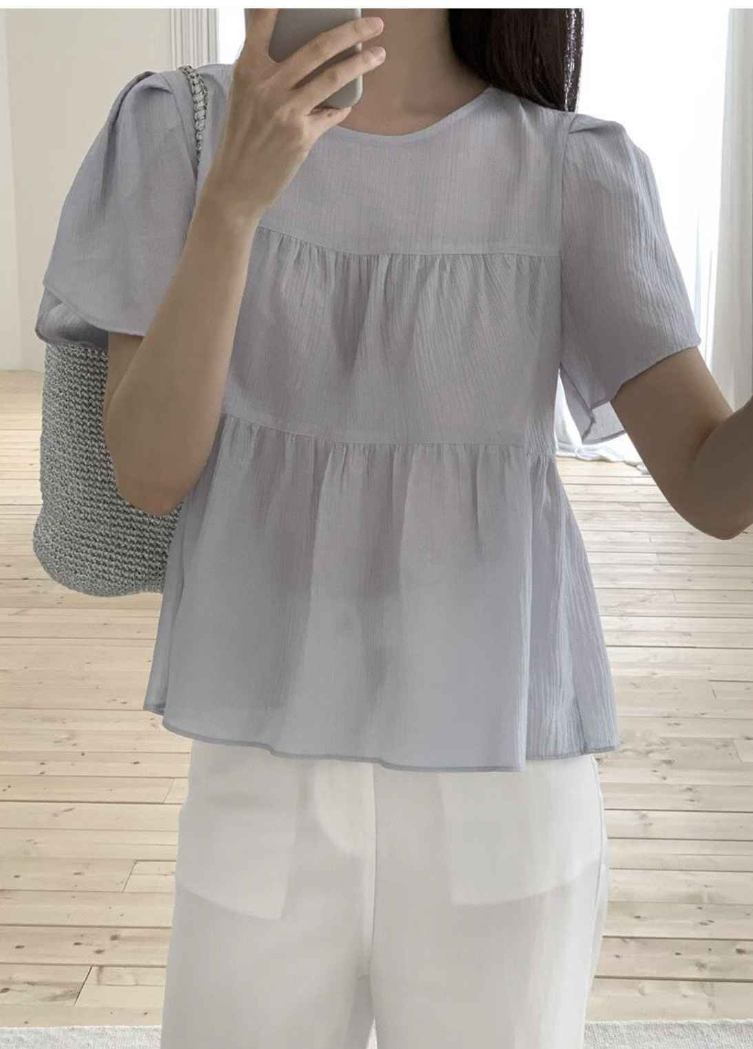 AND韓國東大門代購女裝新款人氣休閑熱賣職業襯衫蕾絲衫褶皺AND襯衫/蕾絲衫