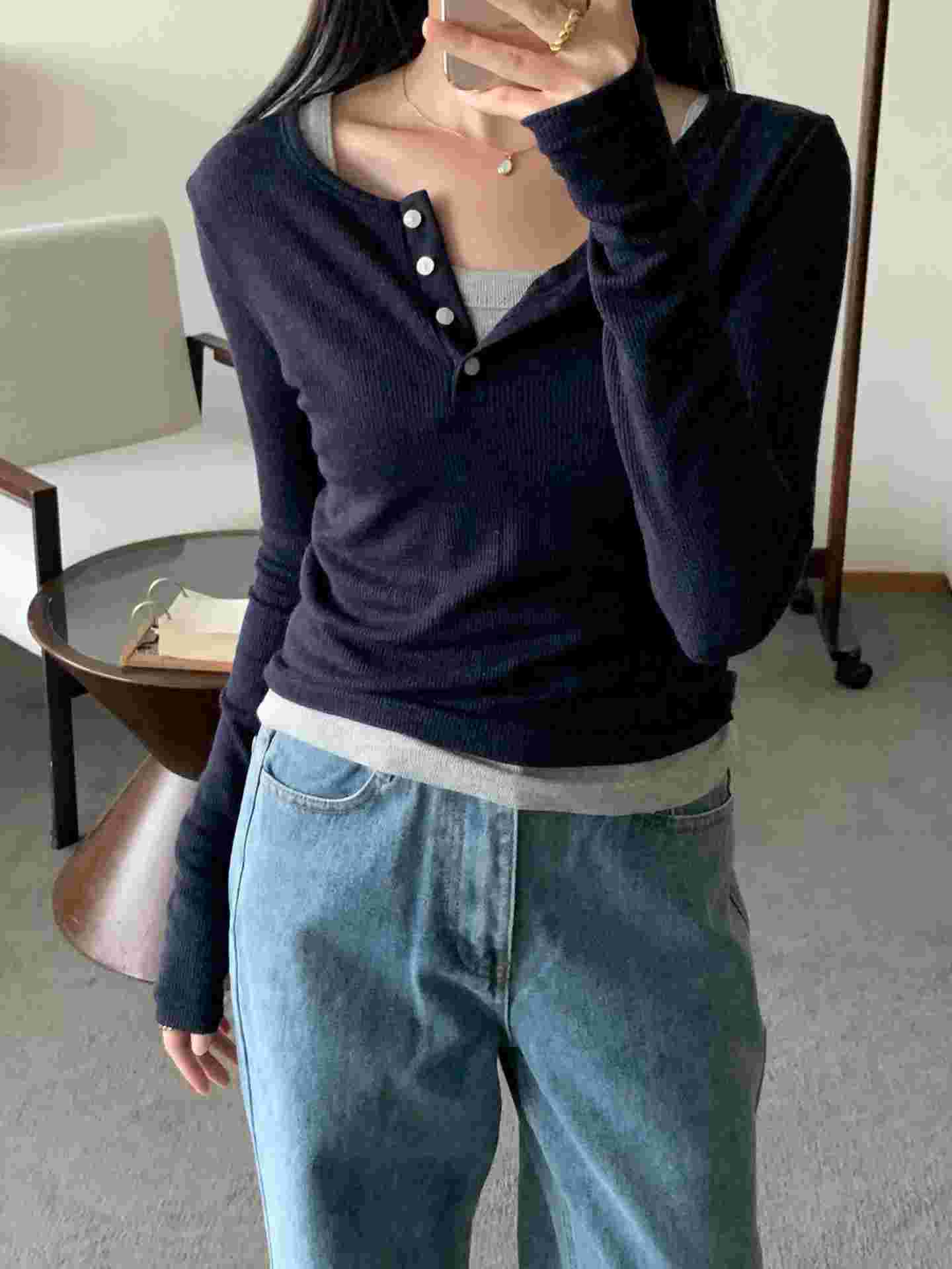 AND韓國東大門直郵女士新品推薦熱賣職業長袖T恤不含內搭AND長袖T恤