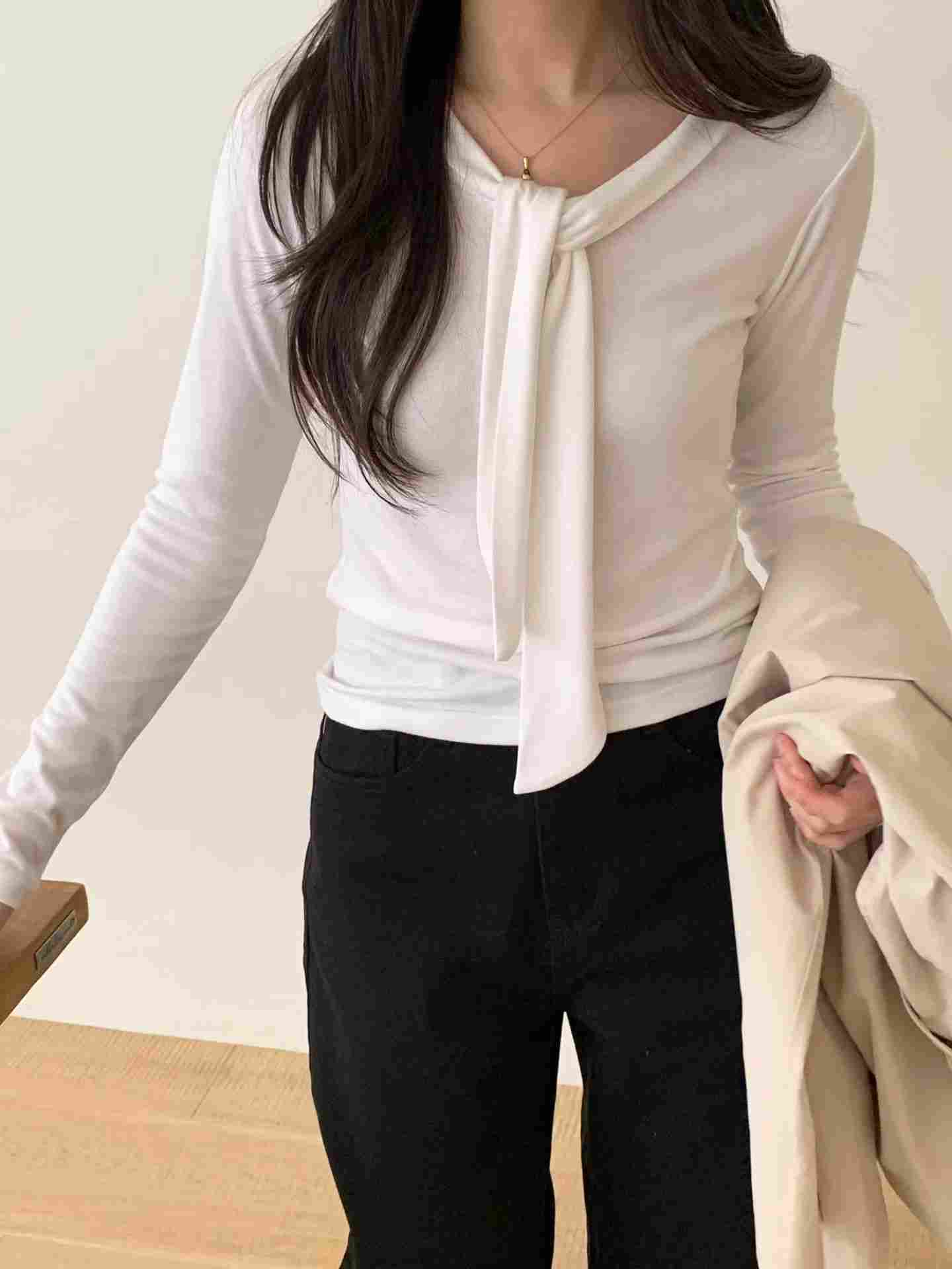 AND韓國東大門代購女士新款時尚休閑26春夏職業推薦長袖T恤AND長袖T恤