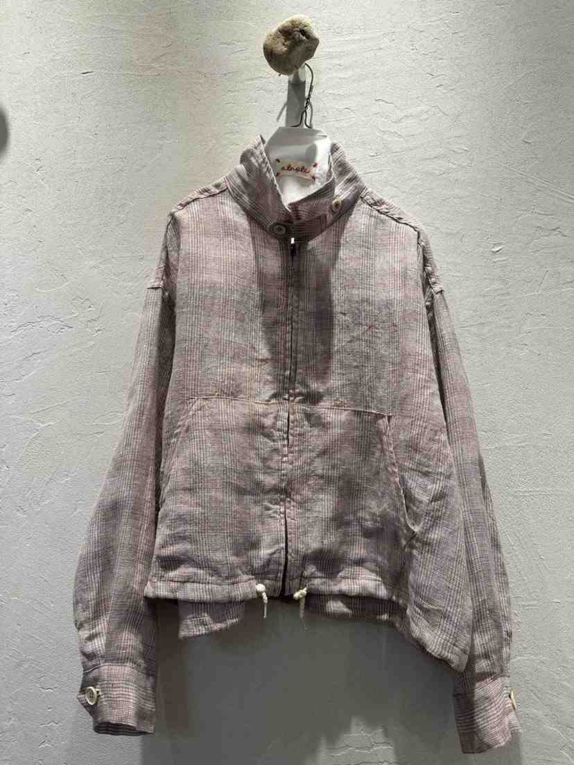 AT NOTE韓國東大門代購女裝新款職業推薦夾克拉鏈格紋亞麻AT NOTE夾克