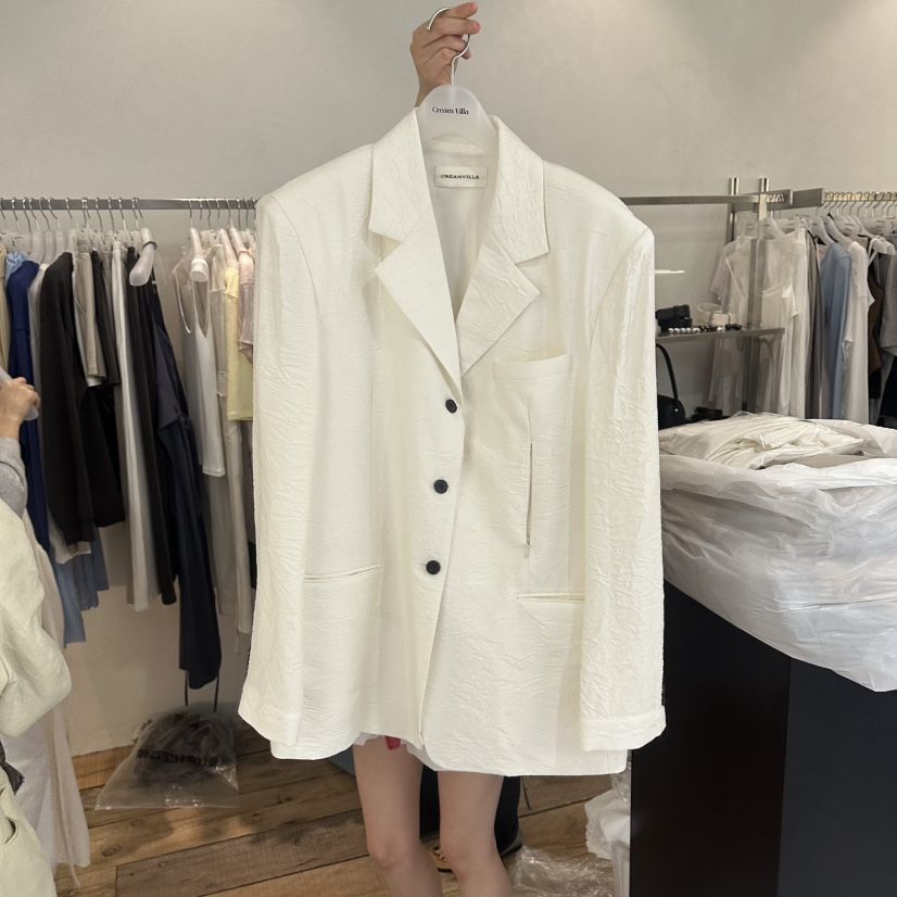 CREAM VILLA韓國代購女士新品26春夏夾克不含絲巾復古CREAMVILLA夾克