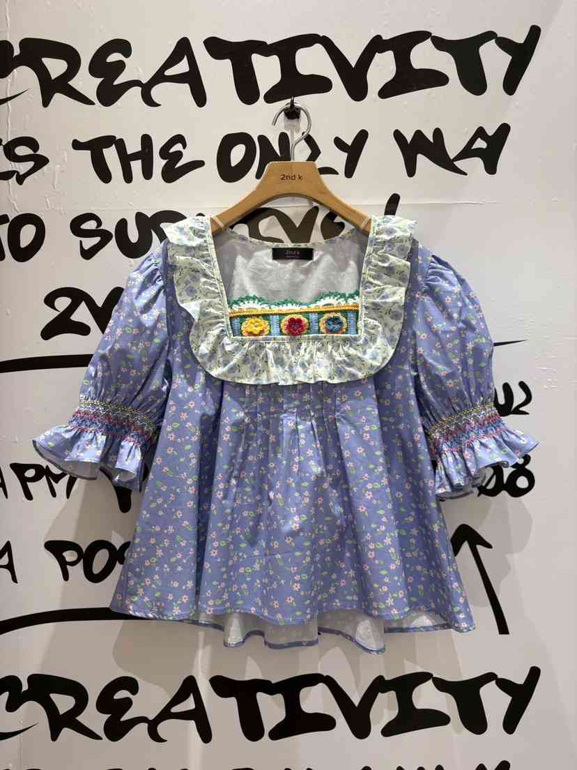 2ND K韓國東大門直郵女裝新品人氣職業襯衫蕾絲衫鉤針編織2ND K襯衫/蕾絲衫