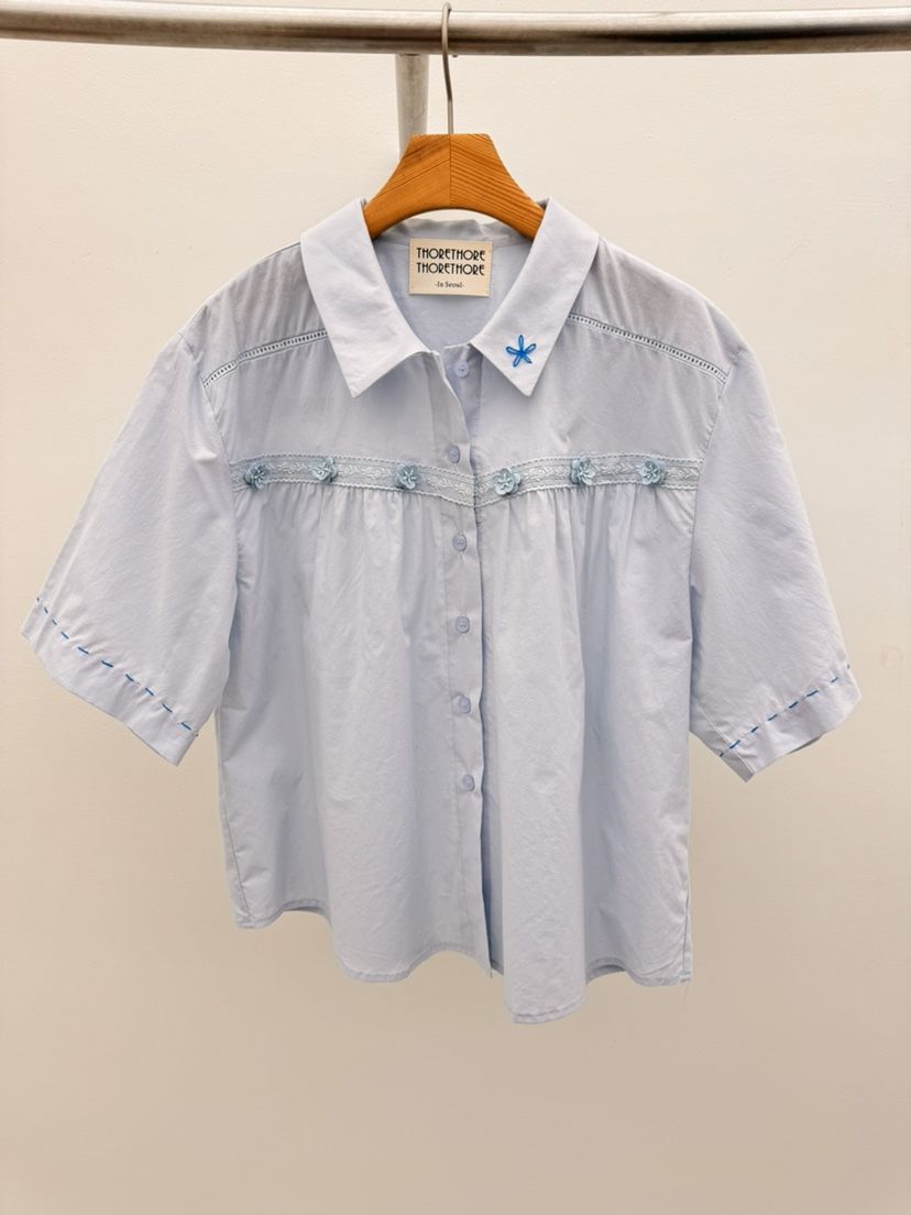 THORE韓國代購女士新品休閑推薦時尚熱賣職業人氣襯衫蕾絲衫THORE襯衫/蕾絲衫