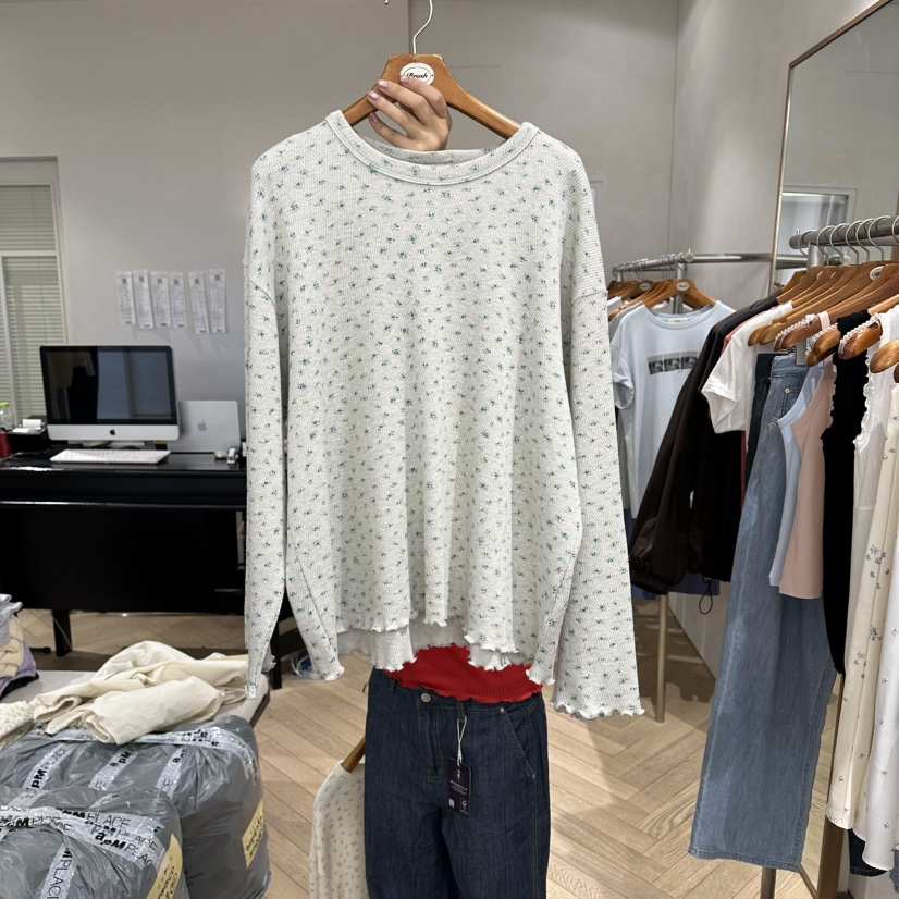 BRUSH-P/MULETTE韓國直郵實拍女士新品職業長袖T恤花朵BRUSH-P/MULETTE長袖T恤