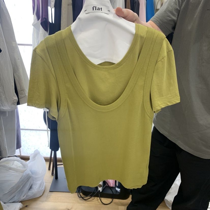 FLAT韓國代購女士新品休閑推薦人氣時尚熱賣26春夏T恤假兩件FLATT恤