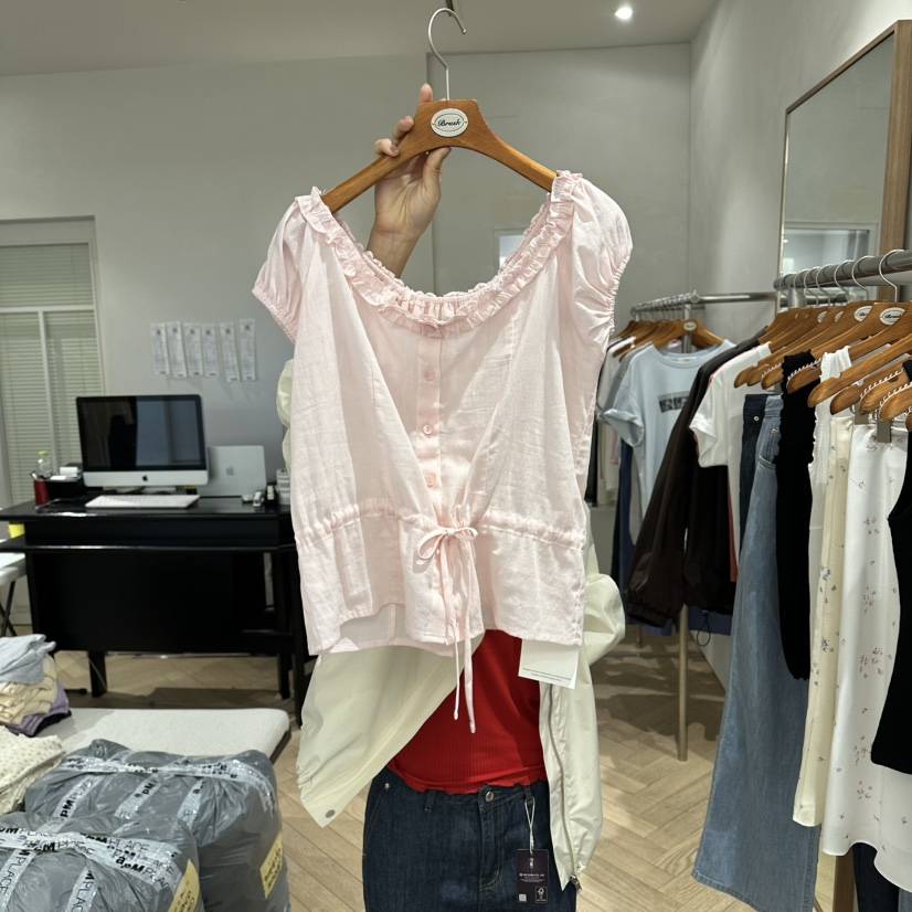 BRUSH-P/MULETTE韓國直郵實拍女士新品熱賣26春夏襯衫蕾絲衫BRUSH-P/MULETTE襯衫/蕾絲衫