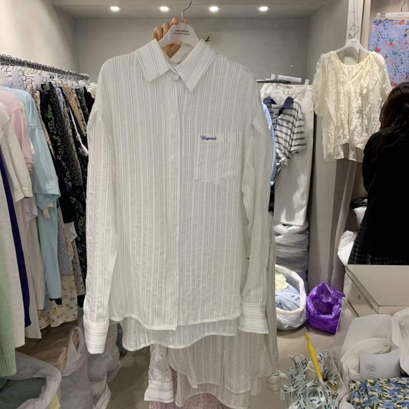 LOGROAD韓國東大門直郵女士新品職業休閑推薦時尚襯衫蕾絲衫LOG ROAD襯衫/蕾絲衫