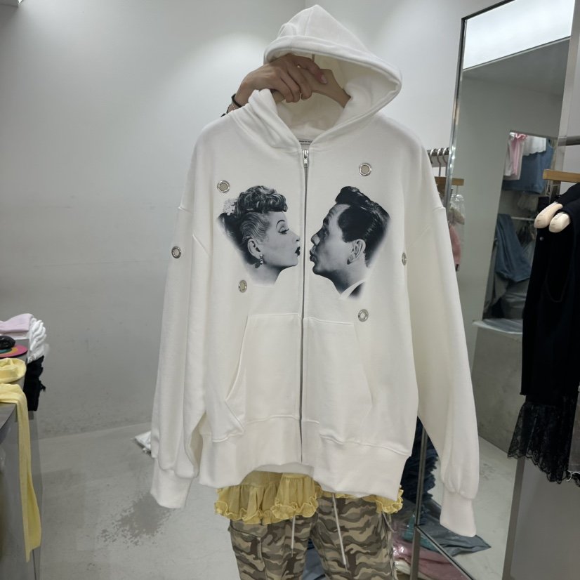 REPELLER韓國代購女裝新款26春夏夾克拉鏈連帽衫復古鏤空REPELLER夾克